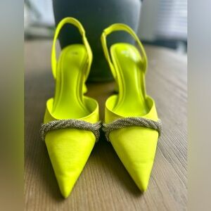 Zara satin effect rhinestone heel.